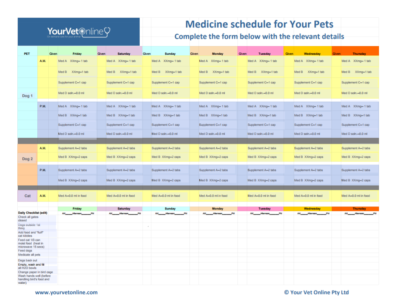 Medicine schedule for your pet