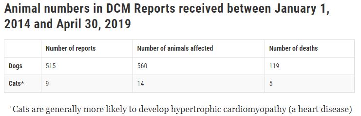 fda number of cases of dcm in cats and dogs