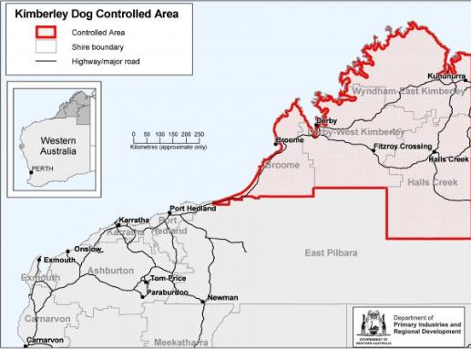 western australia map showing dog movement control area for ehrlichosis in dogs